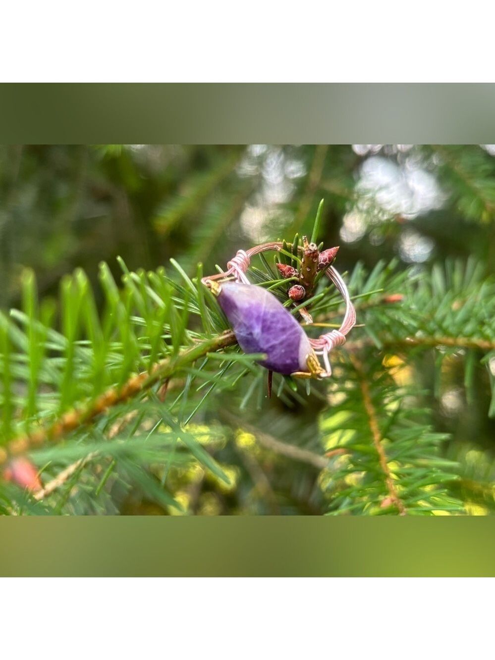 ARTISAN HandCrafted Stunning Amethyst Copper Wire Wrap Ring ANY SIZE Custom Made